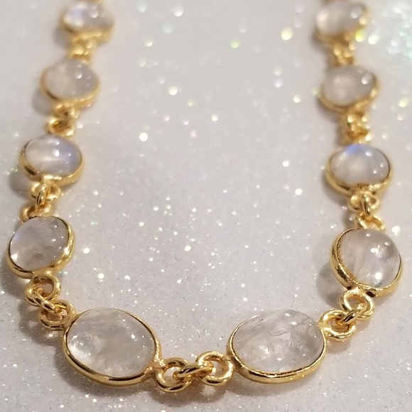 Eleonorajewels Jewelry - Rainbow moonstone gold plated choker necklace